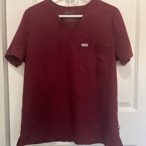 Figs - Burgundy - Size L - Catarina One-Pocket Scrub Top